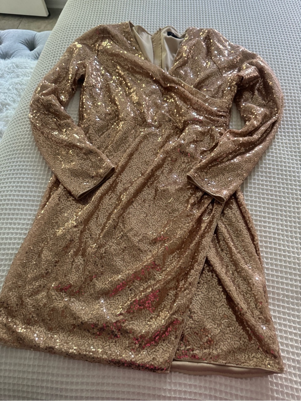 Fiesta Girls' Rose Gold Sequin Wrap Dress